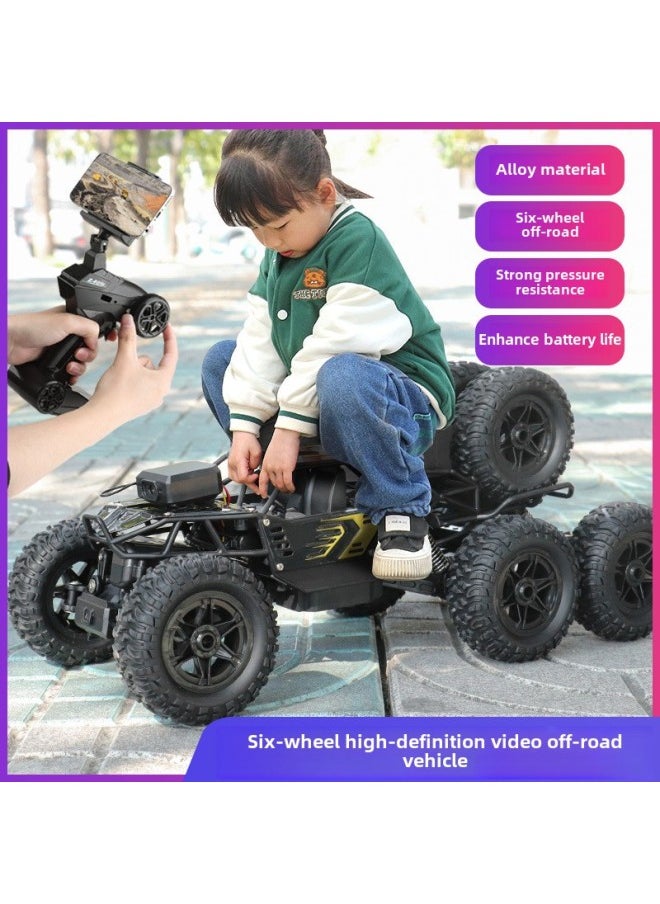 Oversized Remote Control Car Drift Off-Road Vehicle Four-wheel Drive Climbing Big Foot High Speed Racing Car Charging Boy Car Toy-Color:30cm  8k5g Real-time Transmission Reconnaissance Car  Alloy Black-Scale:Three-power Package  Comes With Aa Batteries + Screwdriver