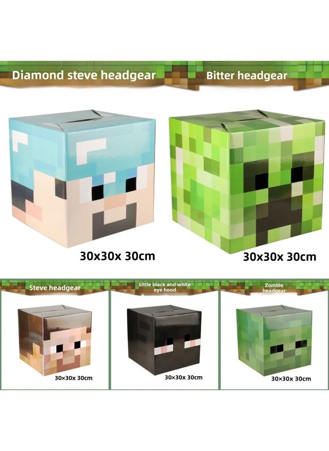 My World Arms Surrounding Hand-made Torch Lamp Children's Toy Axe Bow And Arrow Foam Diamond Sword Shield Model-Color:[choose 5 Headgears 1/remark Style]