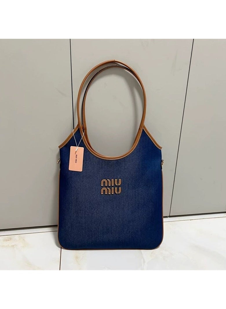 MIU Large Canvas Tote Bag Hobo Underarm Handbag Women's Handbag Fashion Shoulder Shopping Bag