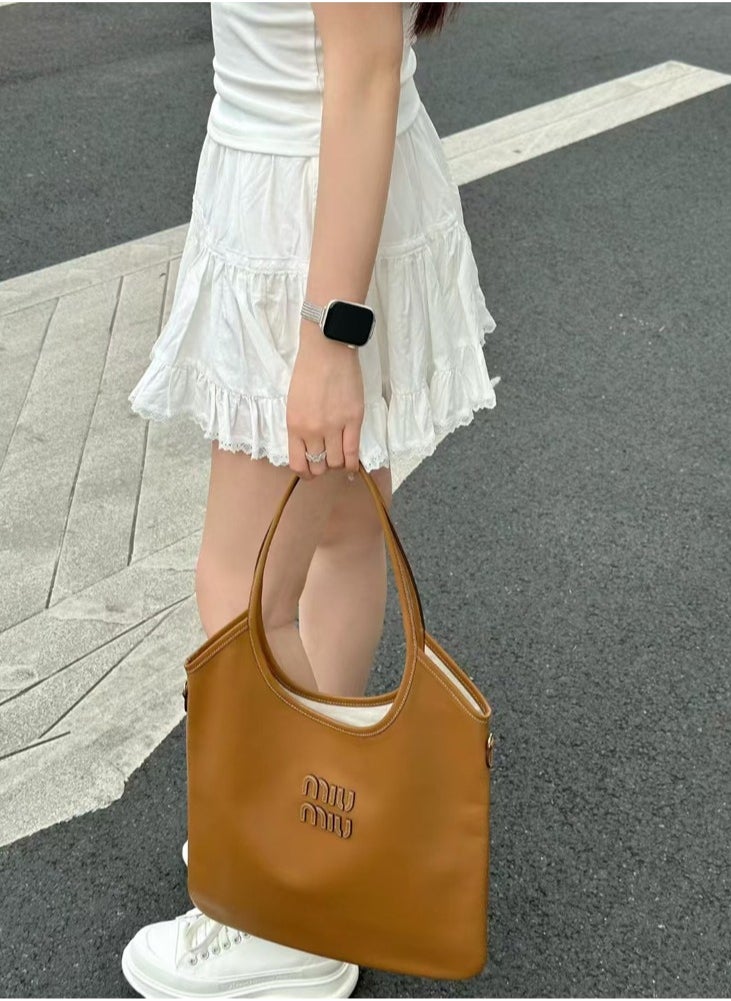 MIU Large Canvas Tote Bag Hobo Underarm Handbag Women's Handbag Fashion Shoulder Shopping Bag