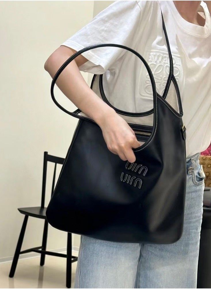 MIU Large Canvas Tote Bag Hobo Underarm Handbag Women's Handbag Fashion Shoulder Shopping Bag