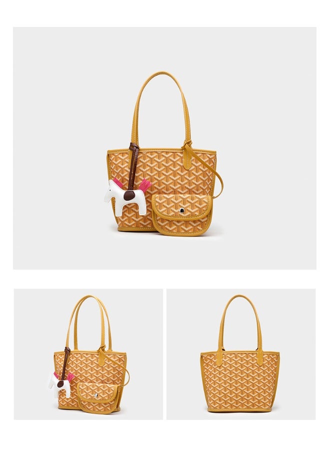 Classic Printed Shopper Tote Bag Pendants Colors Random