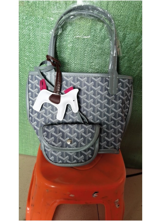 Classic Printed Shopper Tote Bag Pendants Colors Random