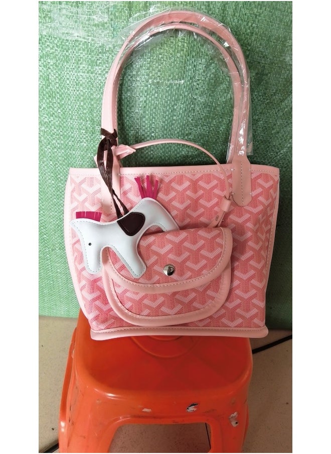 Classic Printed Shopper Tote Bag Pendants Colors Random