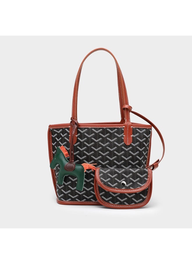 Classic Printed Shopper Tote Bag Pendants Colors Random