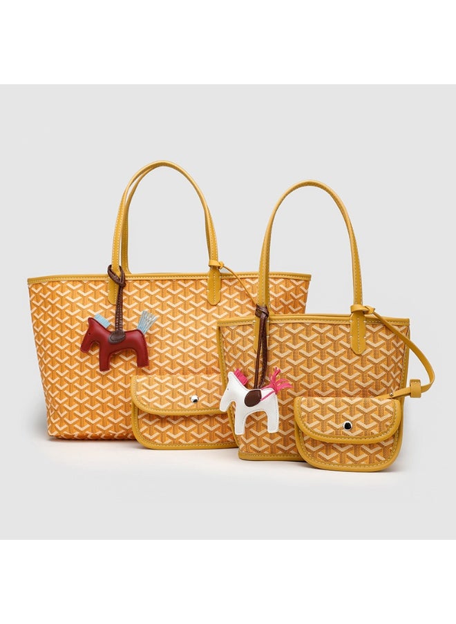 Classic Printed Shopper Tote Bag Pendants Colors Random
