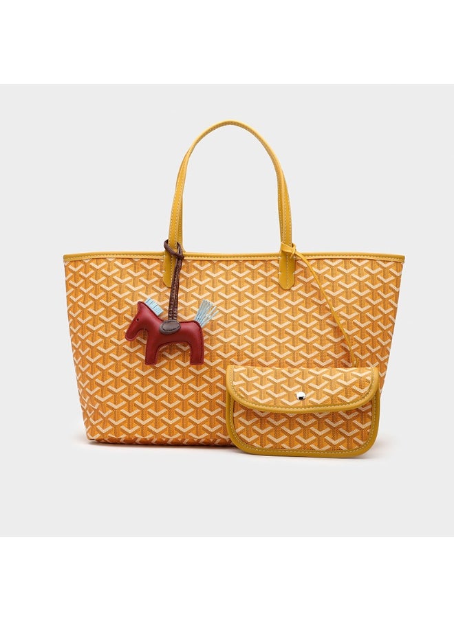 Classic Printed Shopper Tote Bag Pendants Colors Random