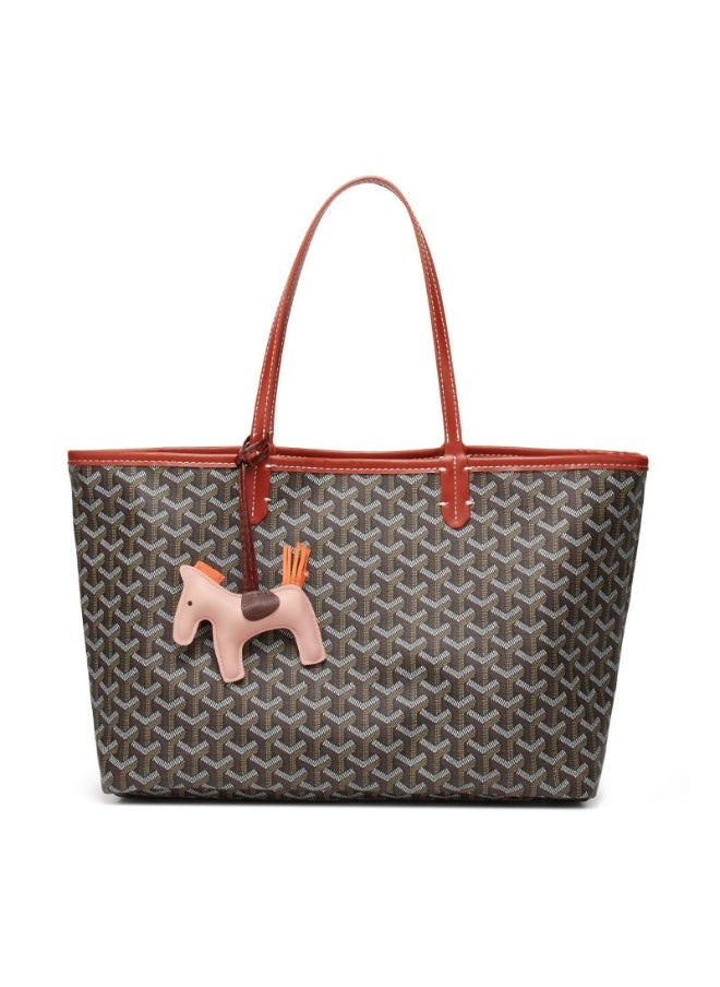 Classic Printed Shopper Tote Bag Pendants Colors Random