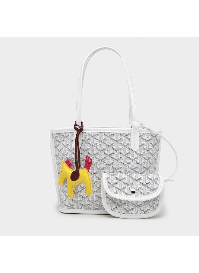 Classic Printed Shopper Tote Bag Pendants Colors Random