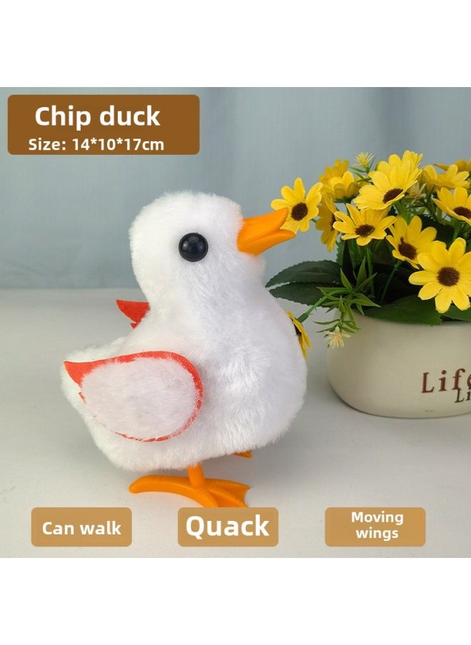 Toy Dog Plush Toy Walking Dog Dog Stall Electronic Puppy-Color:Chip Duck (white)