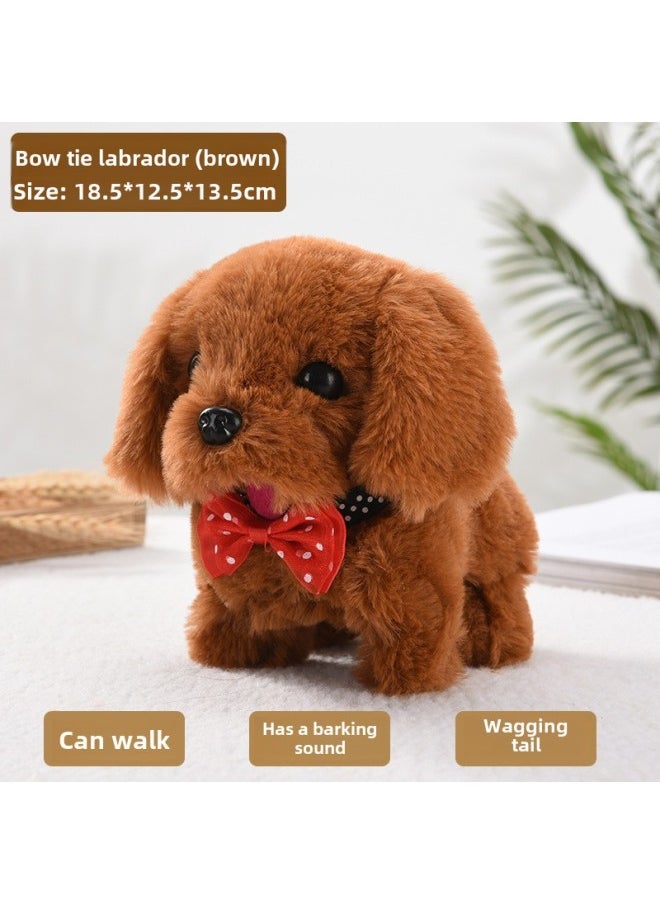 Toy Dog Children Plush Electric Toy Walking Dog Electric Dog Stall Electronic Puppy Pet-Color:Bow Tie Labrador [brown]