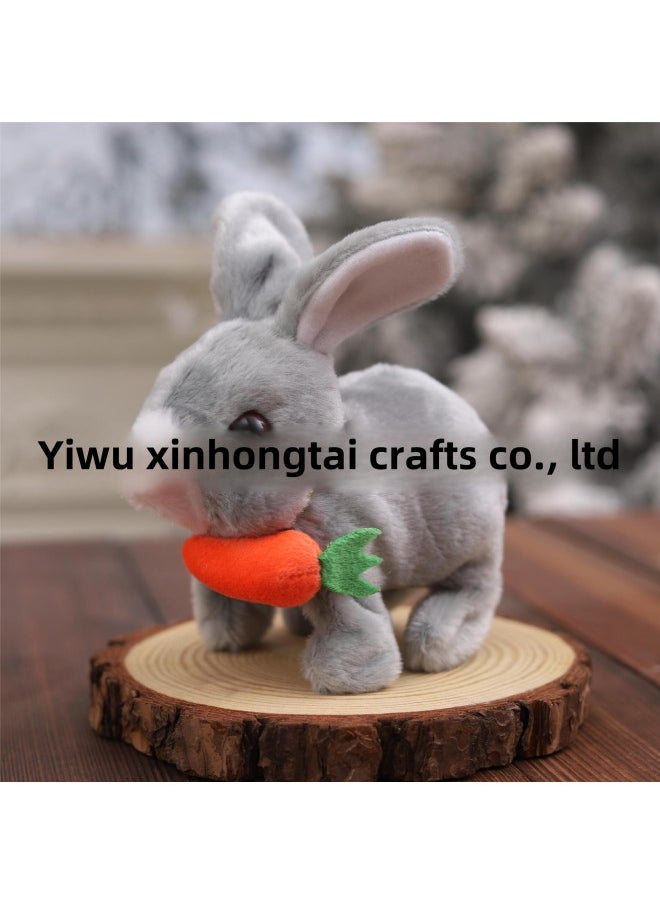 Electric Plush White Rabbit Simulation Pet Can Walk, Call, Move Mouth, Shake Ears Angora Rabbit Pet Toy-Color:gray Radish Rabbit Short Hair