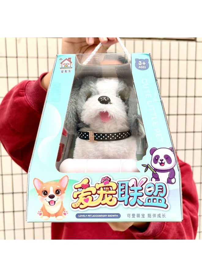 Children's Electric Simulation Plush Pet Teddy White Rabbit Can Walk And Call Electric Toy Gift Box Institution Gift-Color:6698-2 Golden Retriever