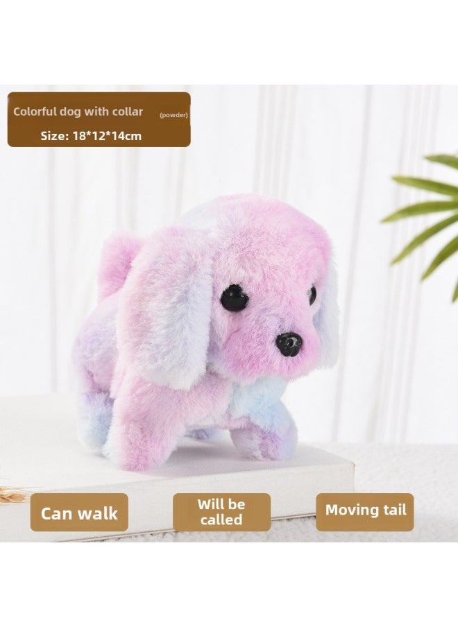 Toy Dog Children Plush Electric Toy Walking Dog Electric Dog Stall Electronic Puppy Pet-Color:Colorful Little Golden Retriever (mixed Color)