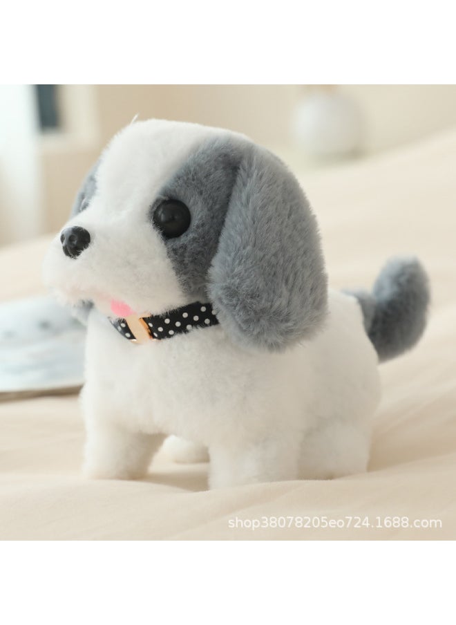 Plush Electric Dog Cute Toy Can Run Will Nod Will Shake Tail Decompression Toy Ins Cute Dog Toy-Color:White Gray Puppy-Specifications:Opp Bag Packaging