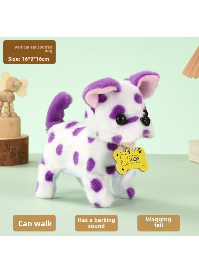 Toy Dog Children Plush Electric Toy Walking Dog Electric Dog Stall Electronic Puppy Pet-Color:Jack-eared Dalmatian [purple]