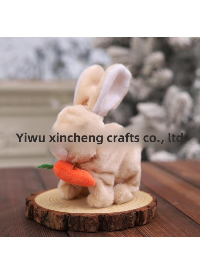 Electric Simulation Plush White Rabbit Cute Doll Electronic Pet Will Jump Will Call Children Play House Toys-Specifications:Brown Radish Rabbit Short Hair
