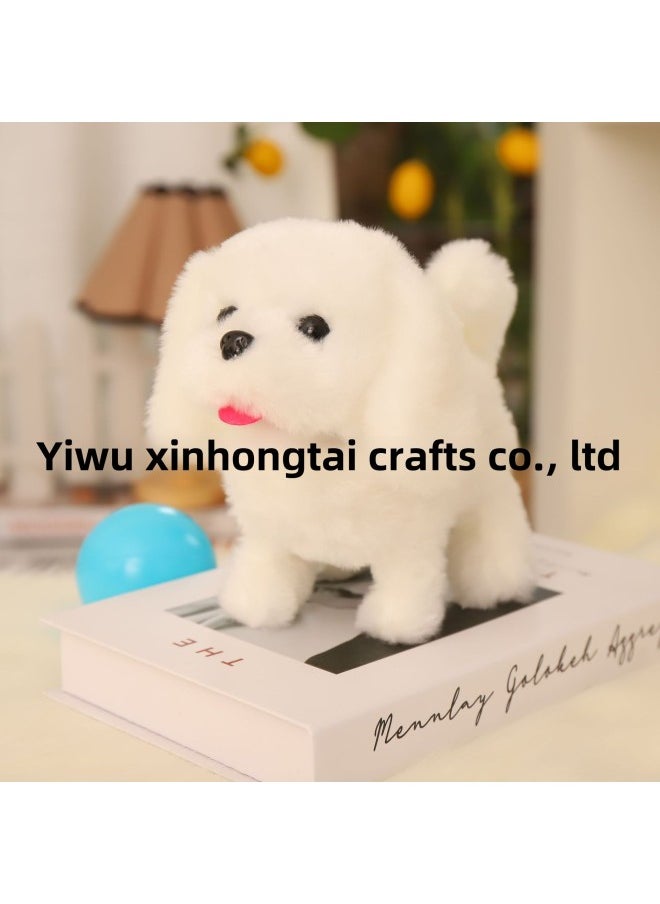 Electric Plush Simulation Small White Rabbit Colorful Pets Will Walk Will Call Will Move The Mouth Will Shake Ears Long Hair Rabbit-Color:Rabbit Fur Dog White