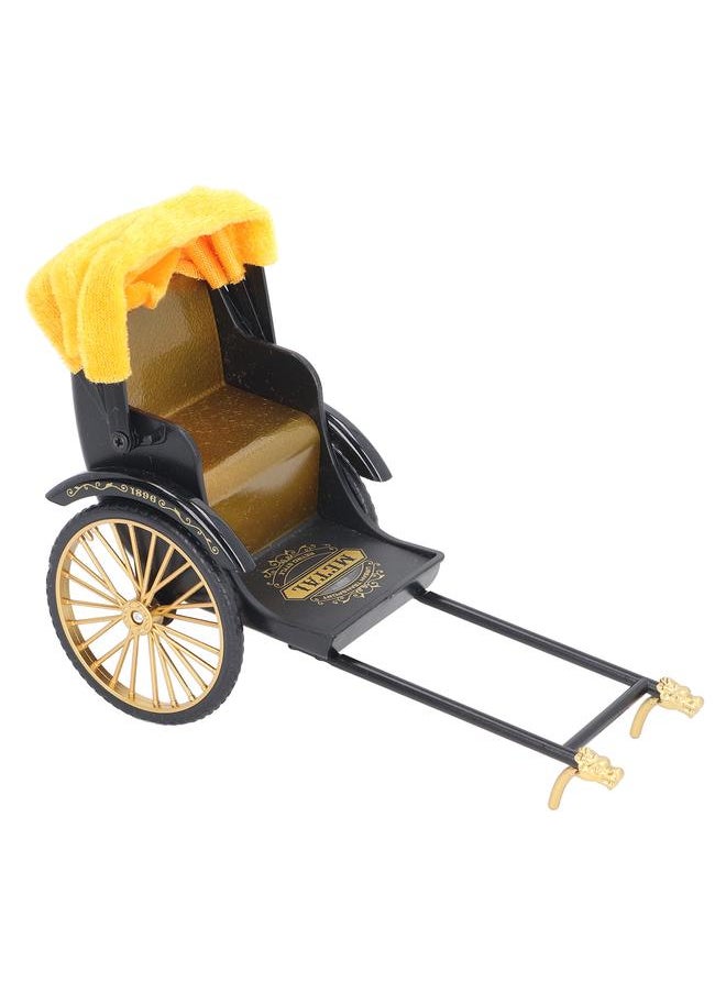 Retro Rickshaw Model Hand Made Alloy Miniature Rickshaw Ornament Collectible Decorative Lifelike Rickshaw Toy for Desktop