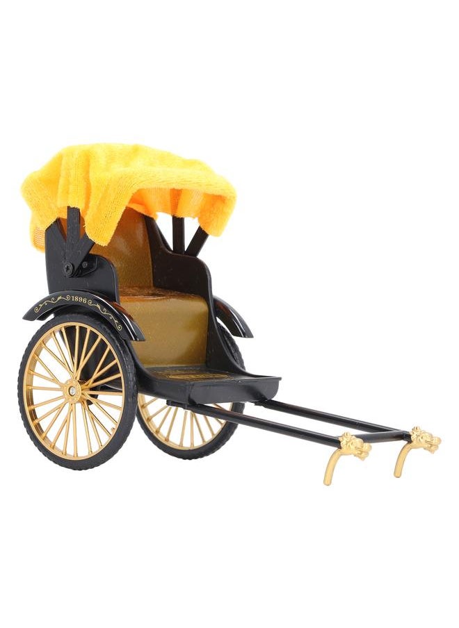 Retro Rickshaw Model Hand Made Alloy Miniature Rickshaw Ornament Collectible Decorative Lifelike Rickshaw Toy for Desktop