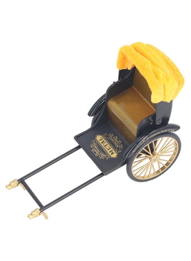 Retro Rickshaw Model Hand Made Alloy Miniature Rickshaw Ornament Collectible Decorative Lifelike Rickshaw Toy for Desktop