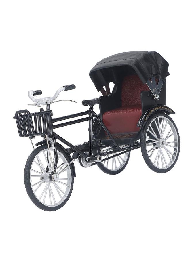 3 Wheel Rickshaw Model Alloy Retro Rickshaw Ornament Decorative Lifelike Collectible Miniature Rickshaw Toy for Desktop