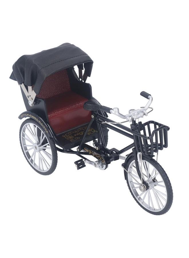 3 Wheel Rickshaw Model Alloy Retro Rickshaw Ornament Decorative Lifelike Collectible Miniature Rickshaw Toy for Desktop