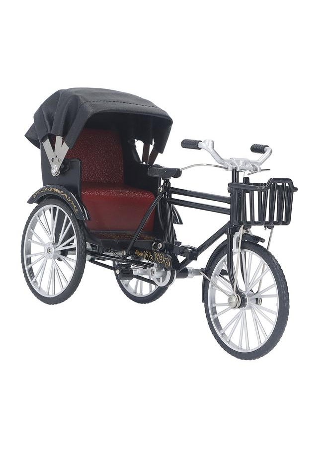 3 Wheel Rickshaw Model Alloy Retro Rickshaw Ornament Decorative Lifelike Collectible Miniature Rickshaw Toy for Desktop