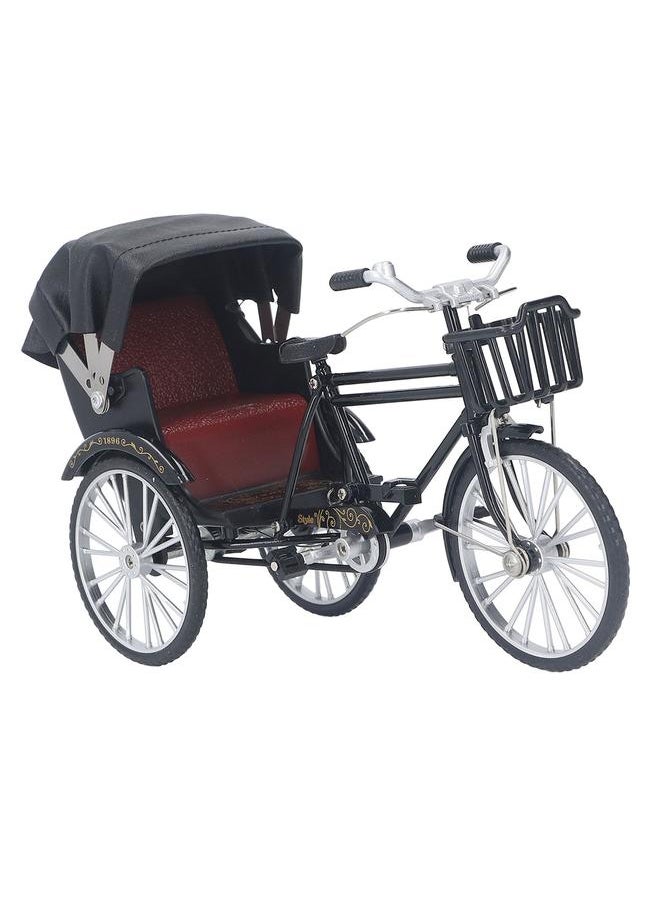 3 Wheel Rickshaw Model Alloy Retro Rickshaw Ornament Decorative Lifelike Collectible Miniature Rickshaw Toy for Desktop