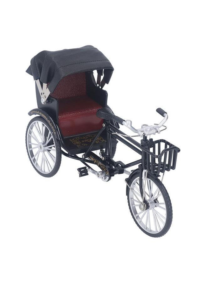 3 Wheel Rickshaw Model Alloy Retro Rickshaw Ornament Decorative Lifelike Collectible Miniature Rickshaw Toy for Desktop