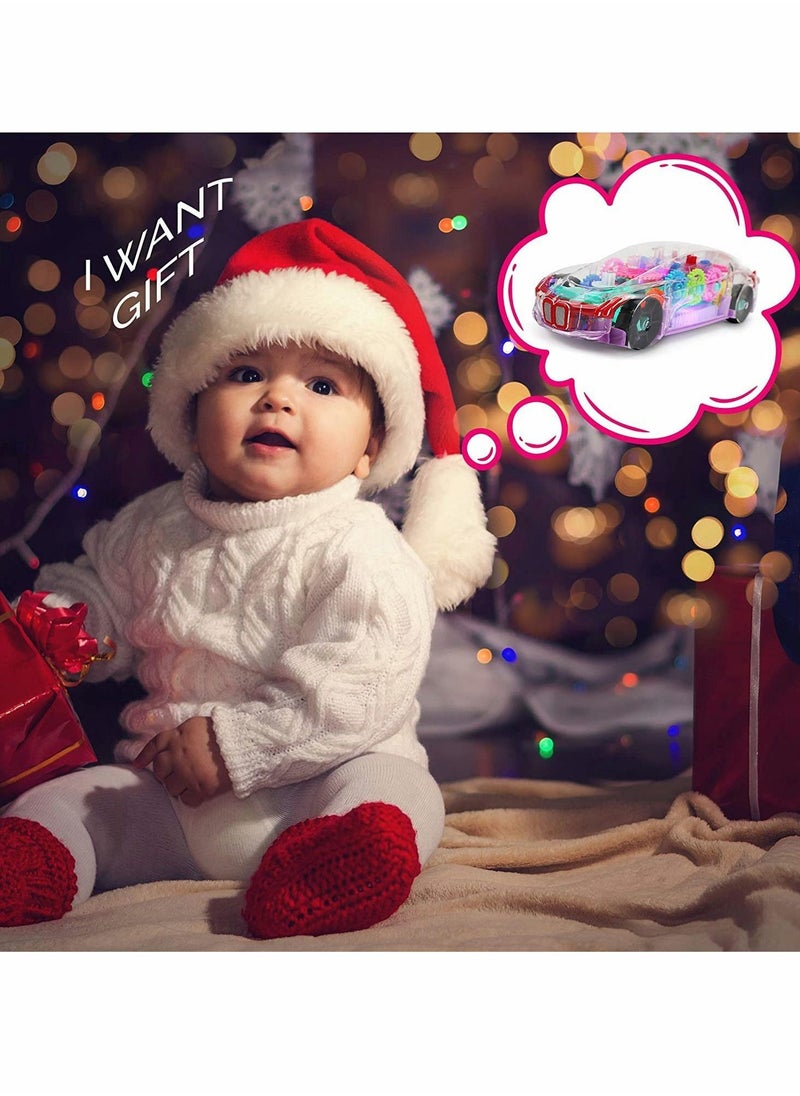 Car Toy Racing Transparent Mechanical Gear with Music and Lights, Gift for 3 4 5-Year-Old Boys Girls Toddlers