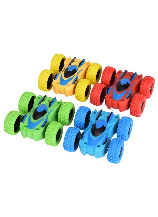 4 Pcs Flip Car Children ABS Toy Model Double Side Inertia Drive Vehicle