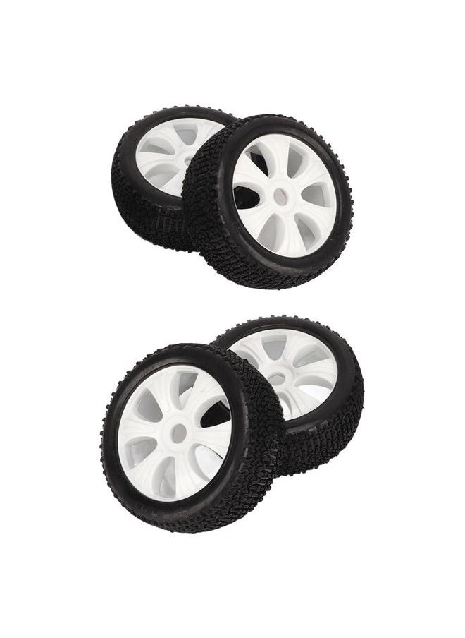 4PCS Short Course Truck Tire with Mounting Tools Rubber Tyre Replacement for 1/10 RC Model Car White