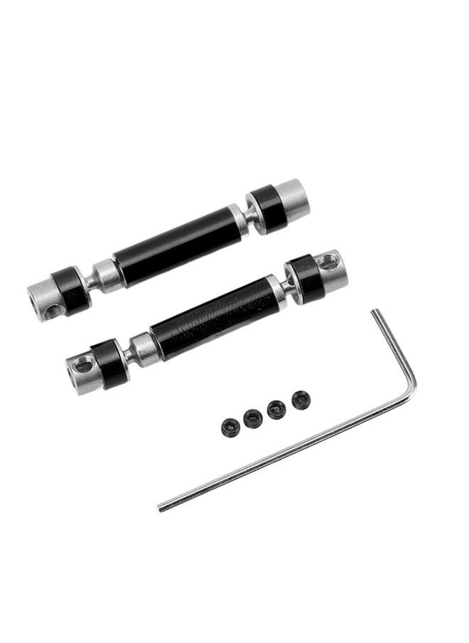 2PCS Front Rear Center Drive Shaft Aluminum Alloy Wear Resistant Rustproof Transmission Shaft for FMS 1/24 FCX24 Black