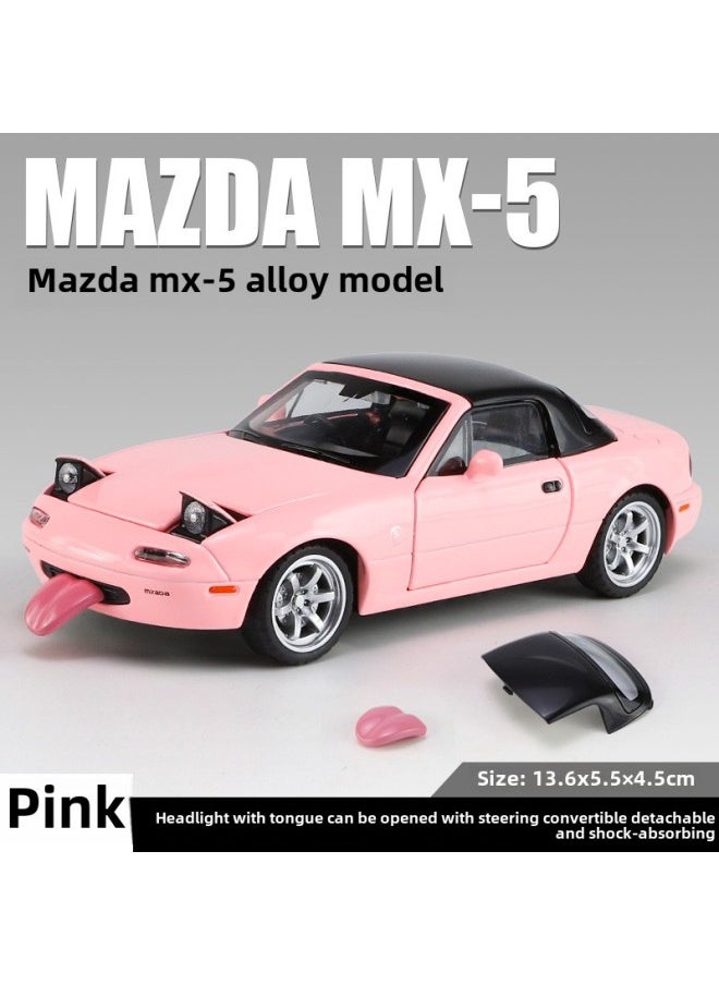 1/32 Mazda MX5 Simulation Alloy Acousto-optic Huili Children's Toys Car Model Ornaments Men's Gifts-Color:E-commerce Outfit 1:32 Mazda Mx5 Pink