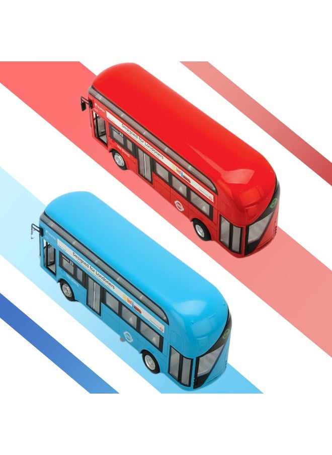 1:50 Alloy Car Model Large Retro Double-decker Bus Huili Sound And Light Special Effects Boy Cartoon Toy Car-Color:Blue Vintage Bus