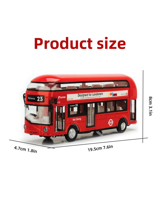 1:50 Alloy Car Model Large Retro Double-decker Bus Huili Sound And Light Special Effects Boy Cartoon Toy Car-Color:Blue Vintage Bus