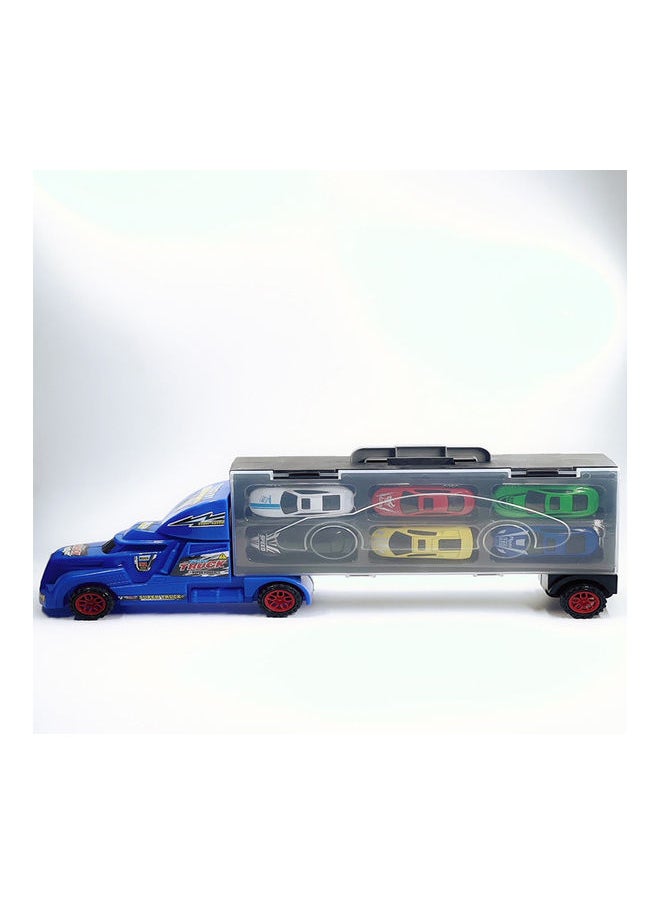 7-Piece Racer Vehicle with Container Truck Mini Pull