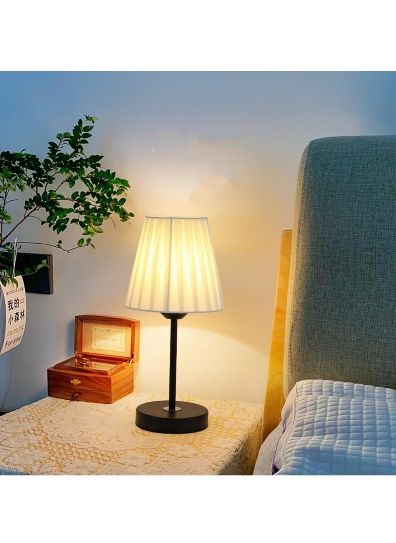 Table Lamp For Bedroom, Bedside Lamps For Nightstand, Minimalist Night Stand Light Lamp With Fabric Shade, Desk Reading Lamp For Kids Room Living Room Office Dorm