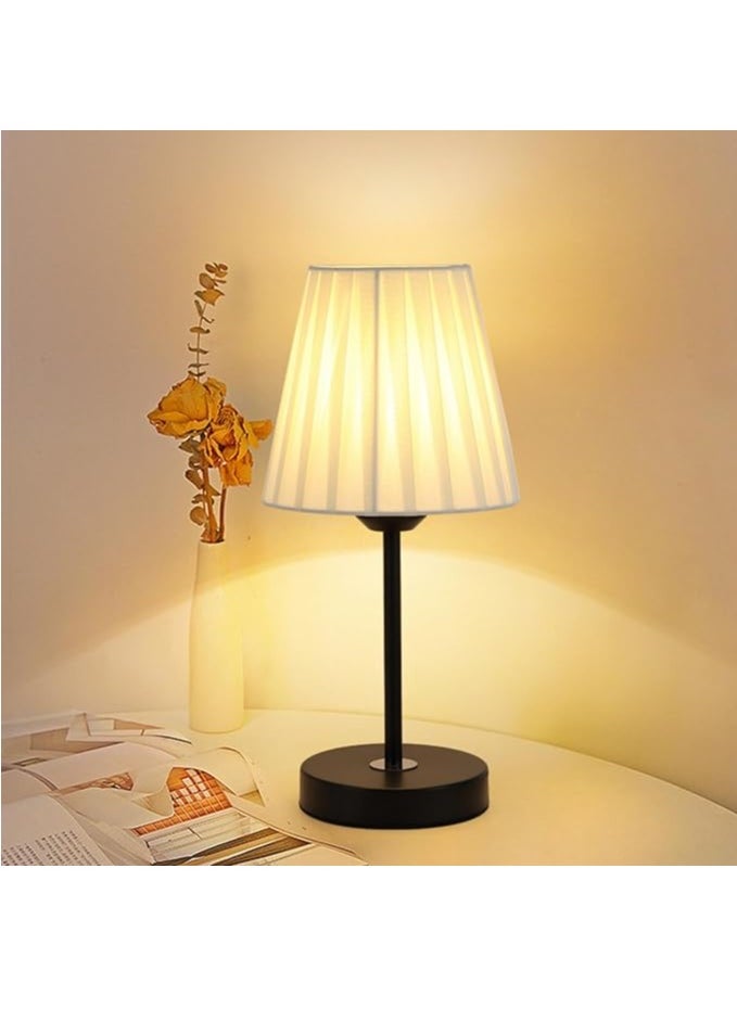 Table Lamp For Bedroom, Bedside Lamps For Nightstand, Minimalist Night Stand Light Lamp With Fabric Shade, Desk Reading Lamp For Kids Room Living Room Office Dorm
