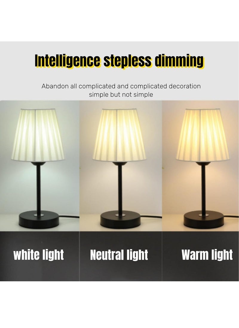 Table Lamp For Bedroom, Bedside Lamps For Nightstand, Minimalist Night Stand Light Lamp With Fabric Shade, Desk Reading Lamp For Kids Room Living Room Office Dorm