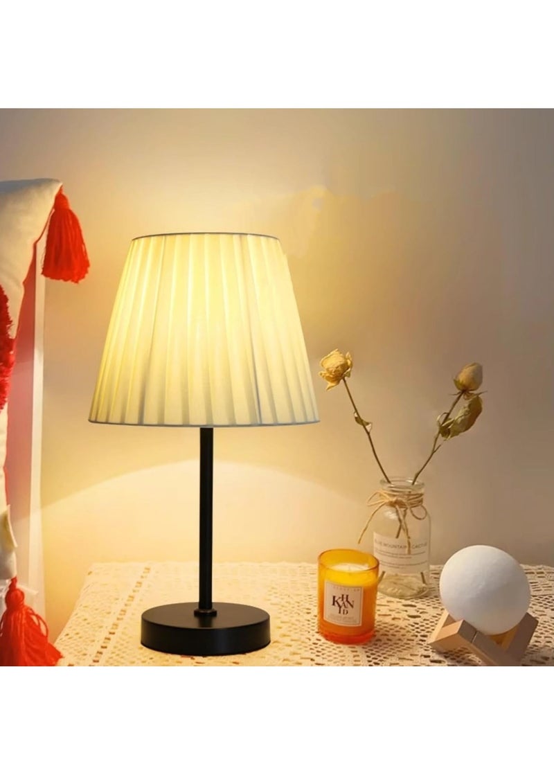 Table Lamp For Bedroom, Bedside Lamps For Nightstand, Minimalist Night Stand Light Lamp With Fabric Shade, Desk Reading Lamp For Kids Room Living Room Office Dorm