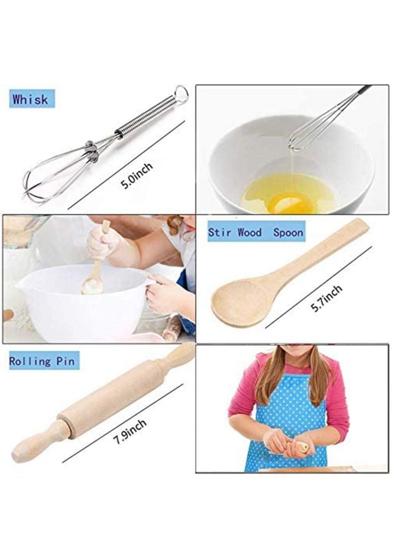 Kids Cooking and Baking Costume, Chef Role Play Includes Apron for Little Boys Girls, Hat, Utensils, Cake Cutter, Mitt, Cupcake Moulds Toddler Dress Up Birthday Gift