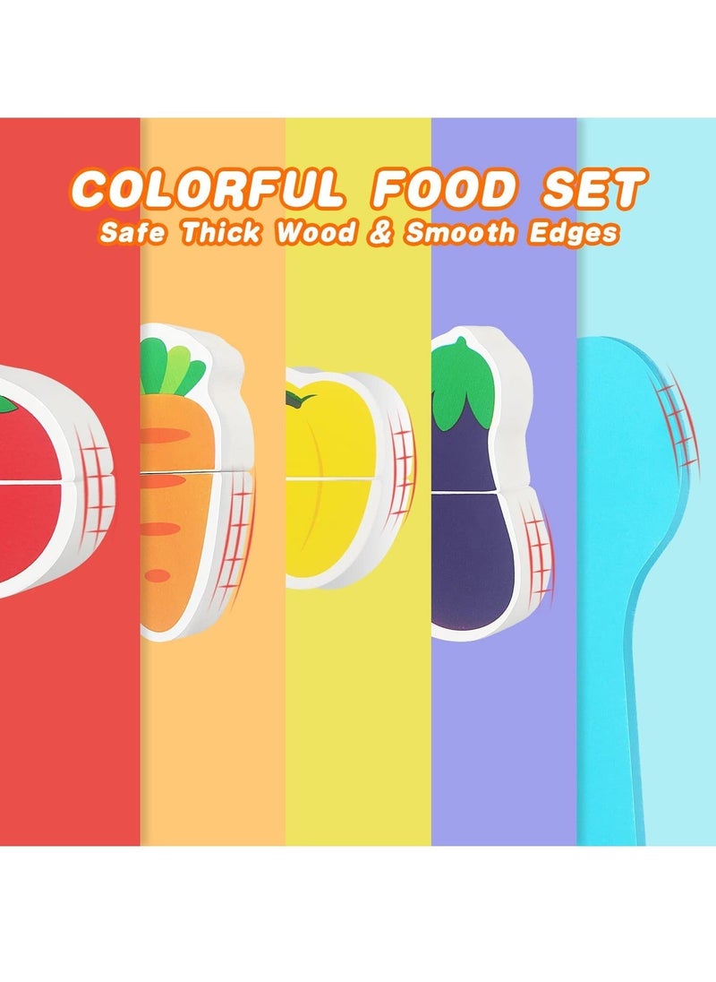 SYOSI Wooden Puzzles for Kids, Play Kitchen Set Cutting Food Kids 1 2 3 Year Old Boys Girls, Birthday Gifts Girls Montessori Puzzle Learning Toy