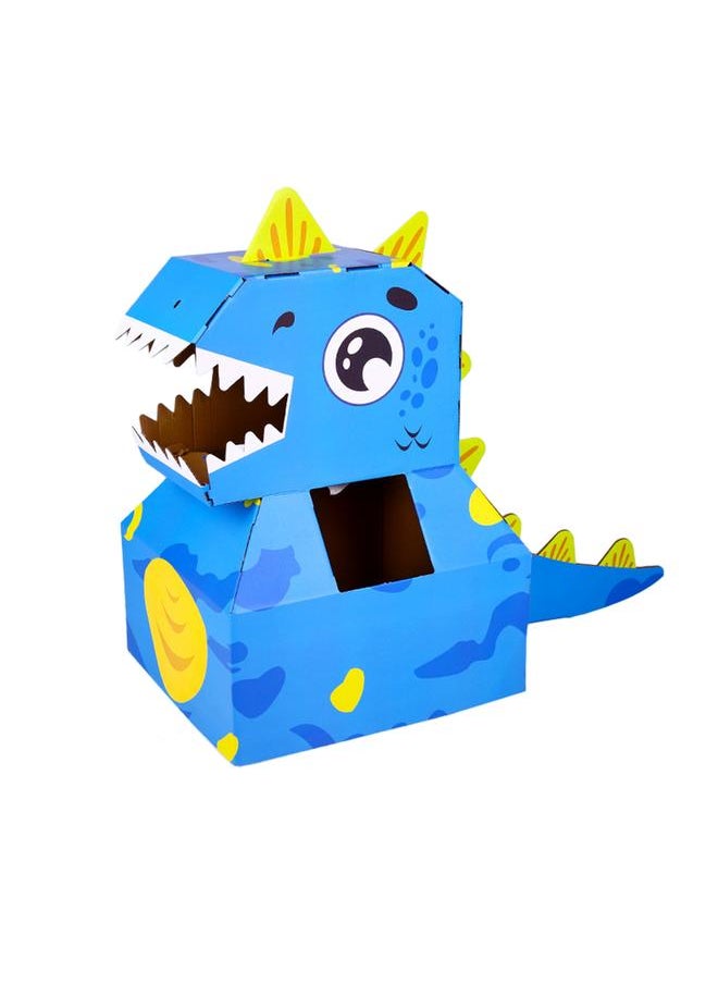 Paper Dinosaur Head Costumes Toy DIY Wearable Interactive Cardboard for Children Royalblue