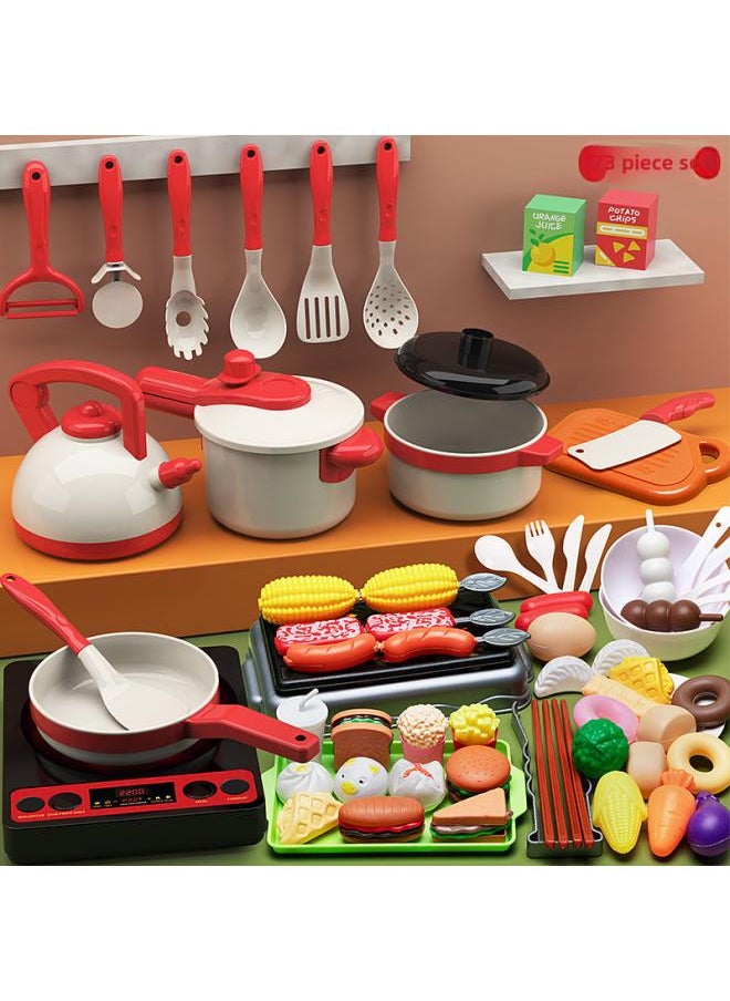 Children's Play Kitchen Toy Set Cooking Baby Boys And Girls Cutting Vegetables Cooking Simulation Kitchenware