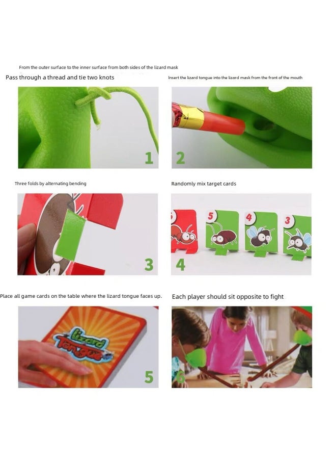 Frog Mouth Tongue Pulling Toy Color Changing Dragon Lizard Mask Parent-child Educational Game Prop Tabletop Game For Kids-Specifications:4-man Frog Battle ]