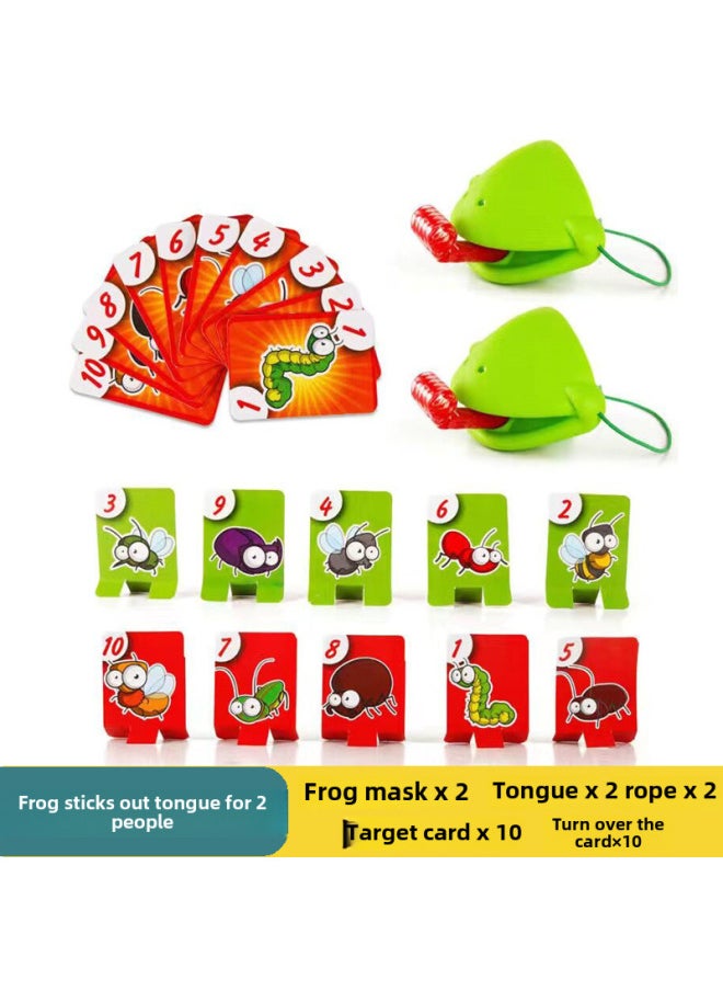 Frog Mouth Tongue Toy Table Game Color Changing Chameleon Lizard Mask Parent-child Educational Game Props Children's Plaything-Specifications:2 People Against The Frog ]