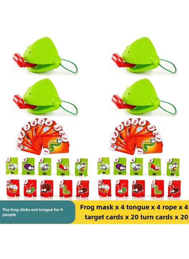 Frog Mouth Tongue Toy Table Game Color Changing Chameleon Lizard Mask Parent-child Educational Game Props Children's Plaything-Specifications:4 People Against The Frog ]