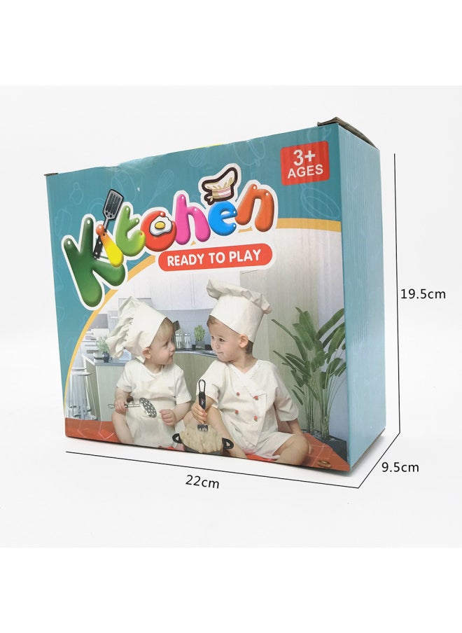 Safety And Environmental Protection Children's Mini Kitchen Stainless Steel Tableware Cooking Toy Boys And Girls Game Set-Color:18 Pieces Of High-grade Baking Varnish